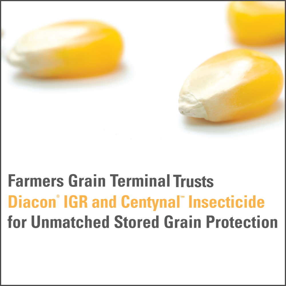Farmers Grain Terminal trusts Diacon IGR and Centynal Insecticide for unmatched stored grain protection.